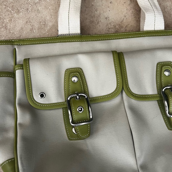 Coach Cream and Green Tote Bag - Picture 9 of 15